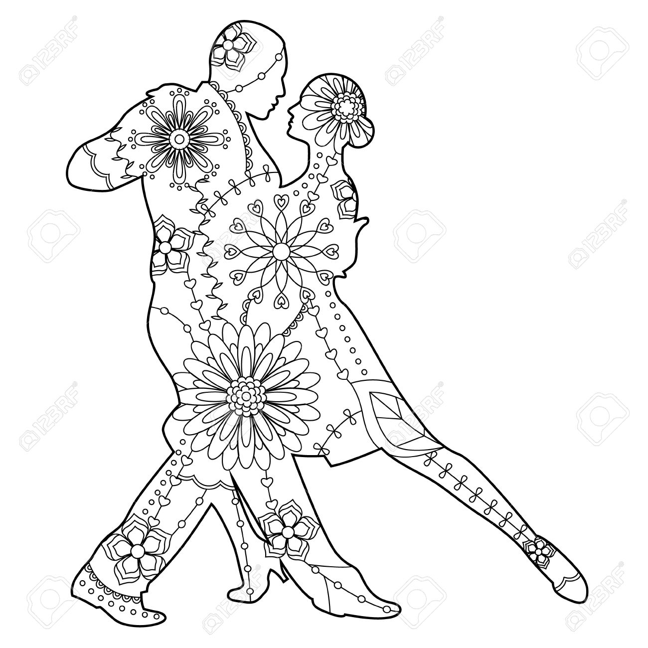 Tango Silhouette Coloring Royalty Free Cliparts Vectors And Stock Illustration Image 67207890