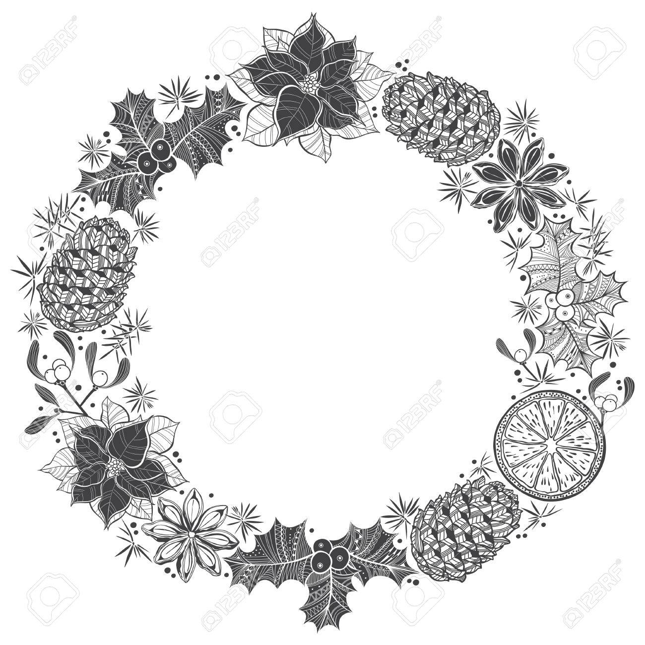 クリスマス リース テキストのためのスペースを持つベクトル イラスト のイラスト素材 ベクタ Image 4442