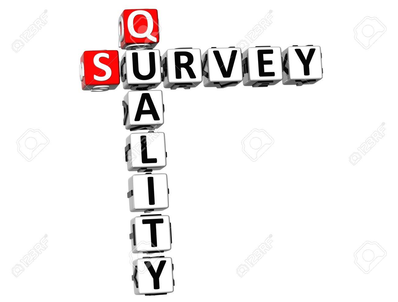 3d quality survey crossword on white background stock photo picture quality survey