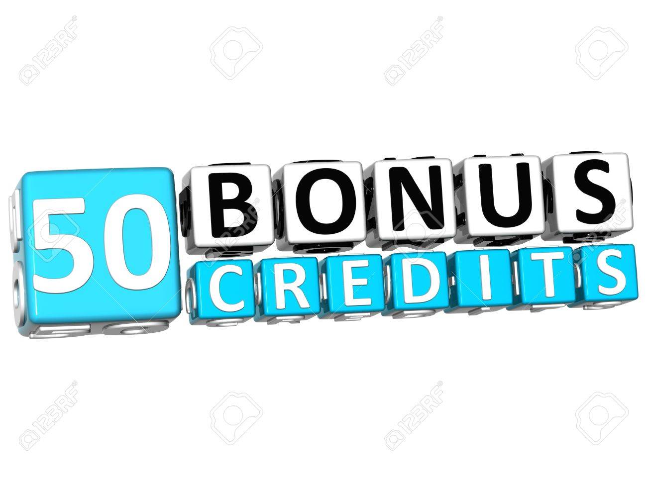 3D Get 50 Bonus Credits Block Letters Over White Background Stock 3D Get 50 Bonus Credits Block Letters Over White Background Stock