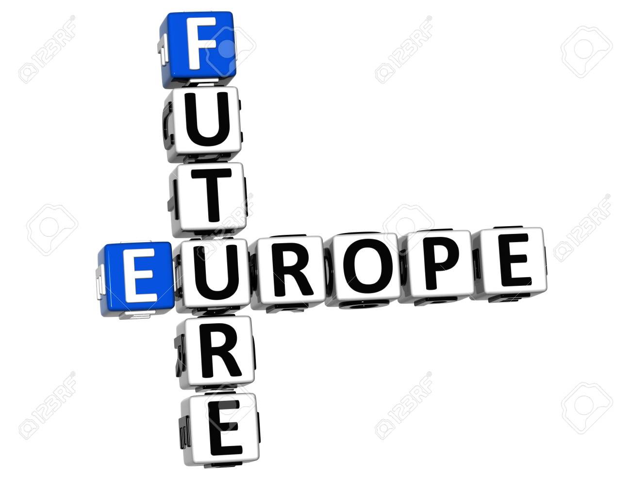 3d avenir de l'europe croisés sur fond blanc banque d'images et