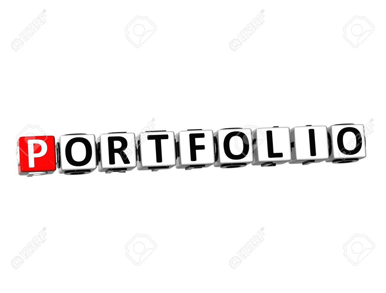 3d word portfolio on white background stock photo picture and
