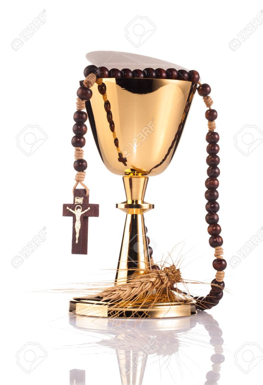 holy communion chalice isolated on white stock photo picture and