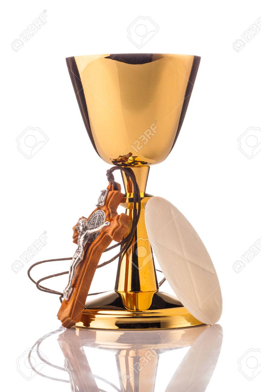 holy communion chalice isolated on white stock photo picture and