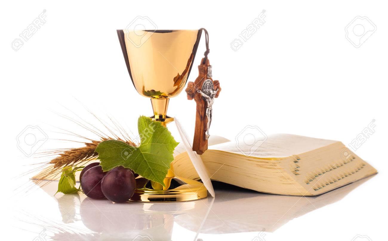 holy communion chalice isolated on white stock photo picture and
