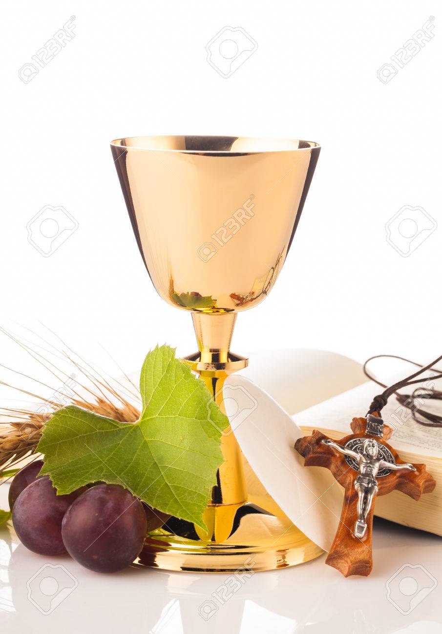 holy communion chalice isolated on white stock photo picture and