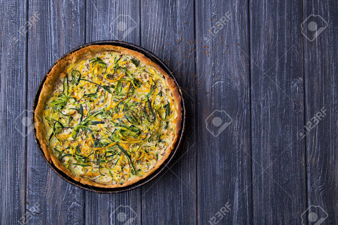 Homemade Baked Zucchini Quiche Lorraine With Eggs Milk And Cumin