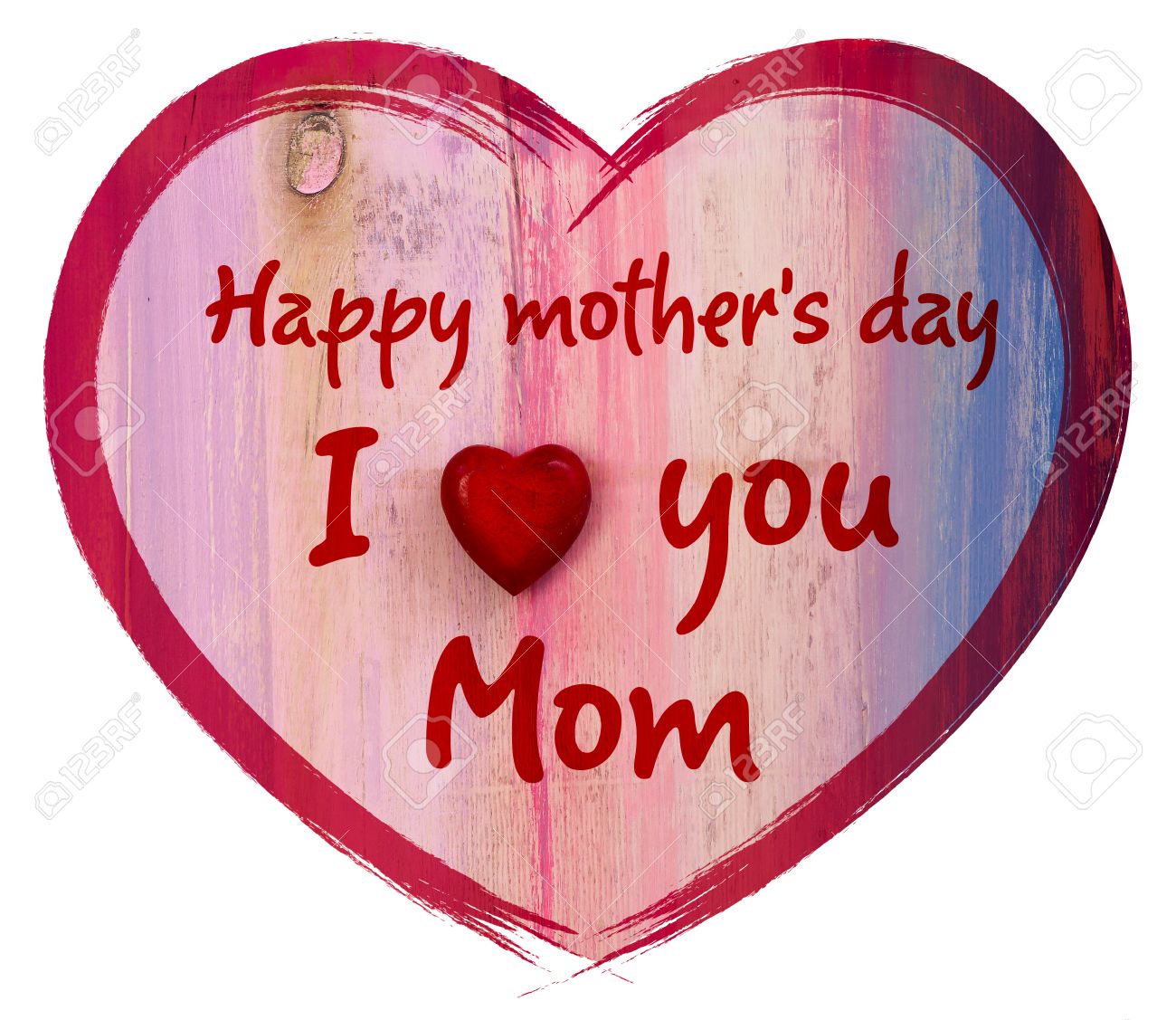 heart shape with i love you mom and happy mothers day message