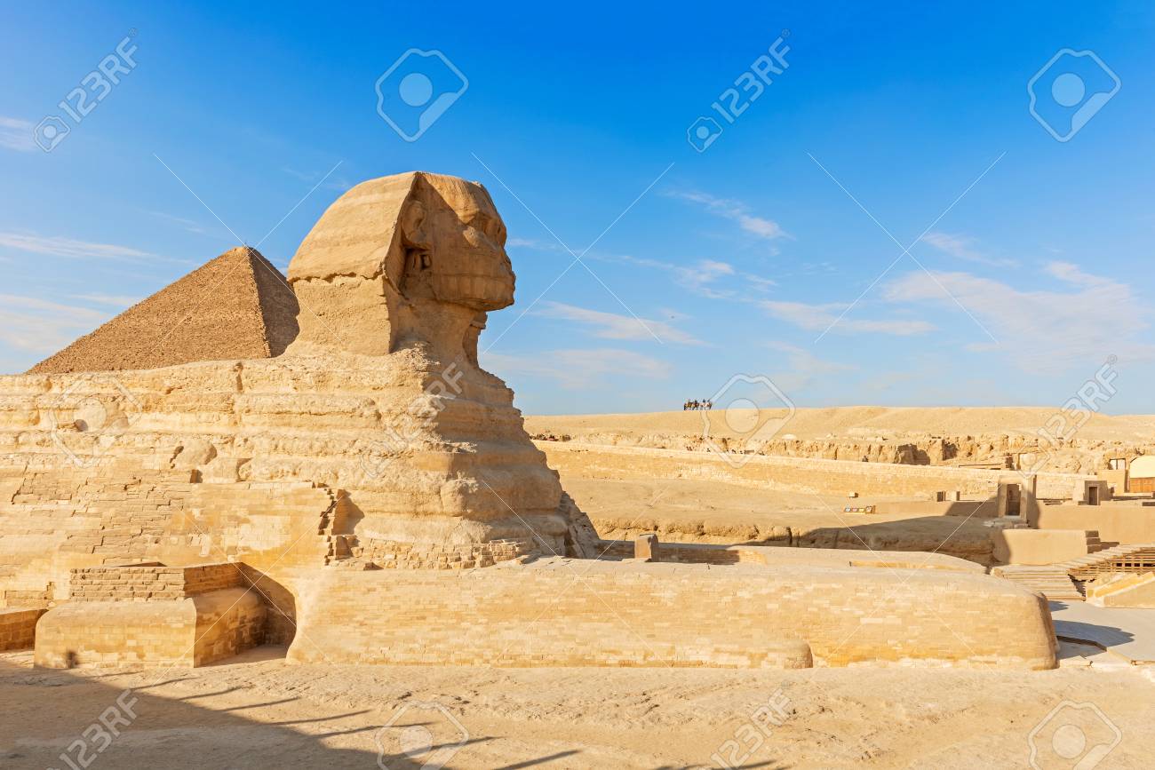 sphinx and pyramid of giza in cairo egypt stock photo picture and