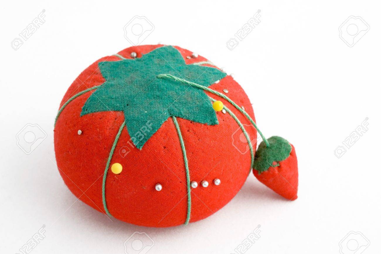 Classic Pincushion With Pins On White Background Stock Photo Picture And Royalty Free Image Image 10688904