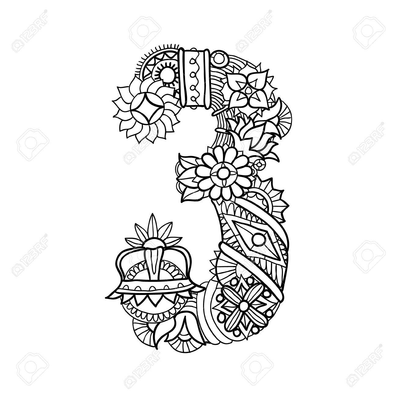 Number 3 Hand Drawn Illustration Of Numerals Vector Illustration Royalty Free Cliparts Vectors And Stock Illustration Image