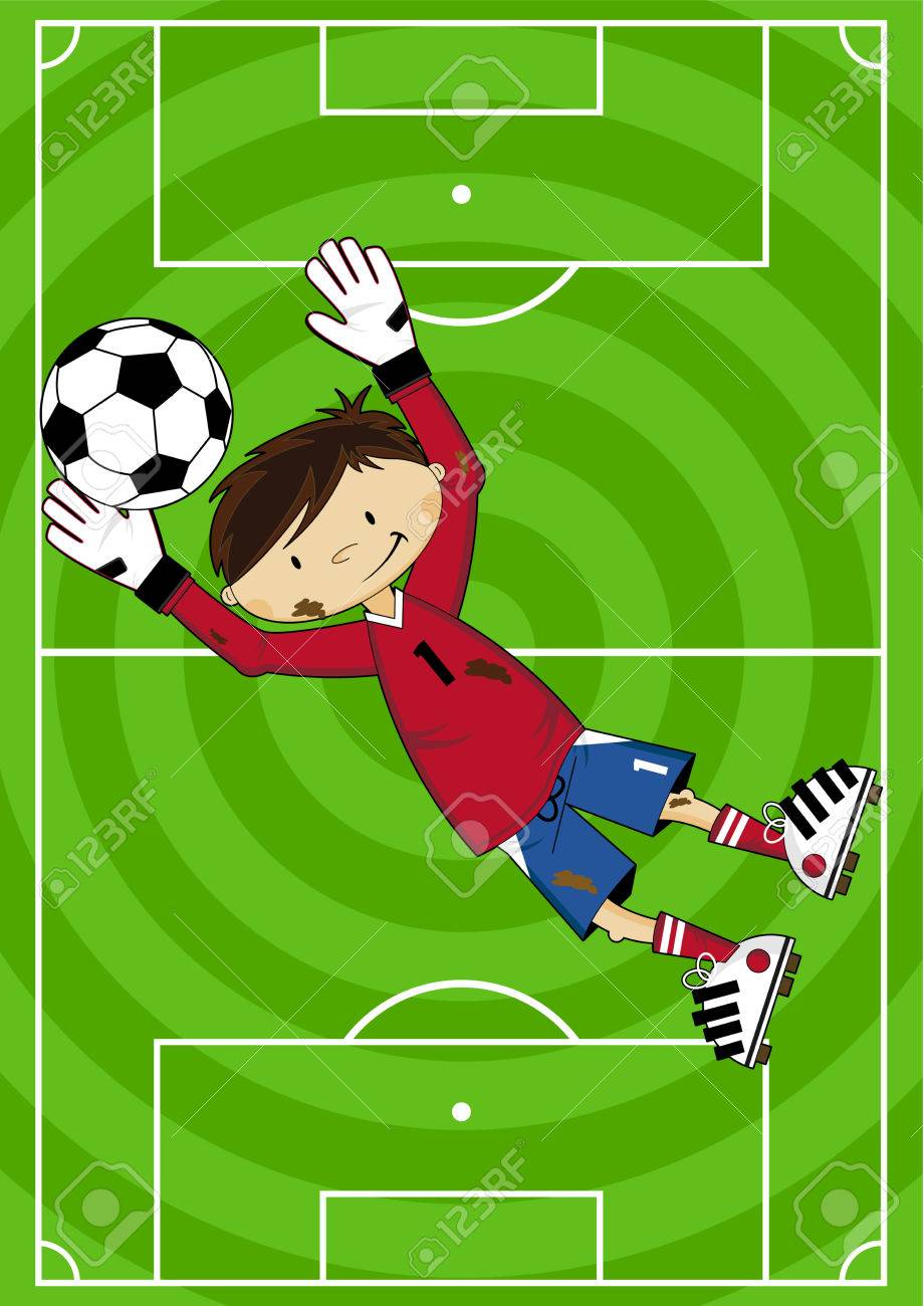 かわいい漫画サッカー ゴールキーパー のイラスト素材 ベクタ Image