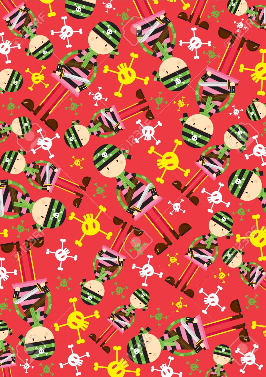 Cartoon Bandana Pirate With Sword Pattern Royalty Free Cliparts Vectors And Stock Illustration Image 124975487