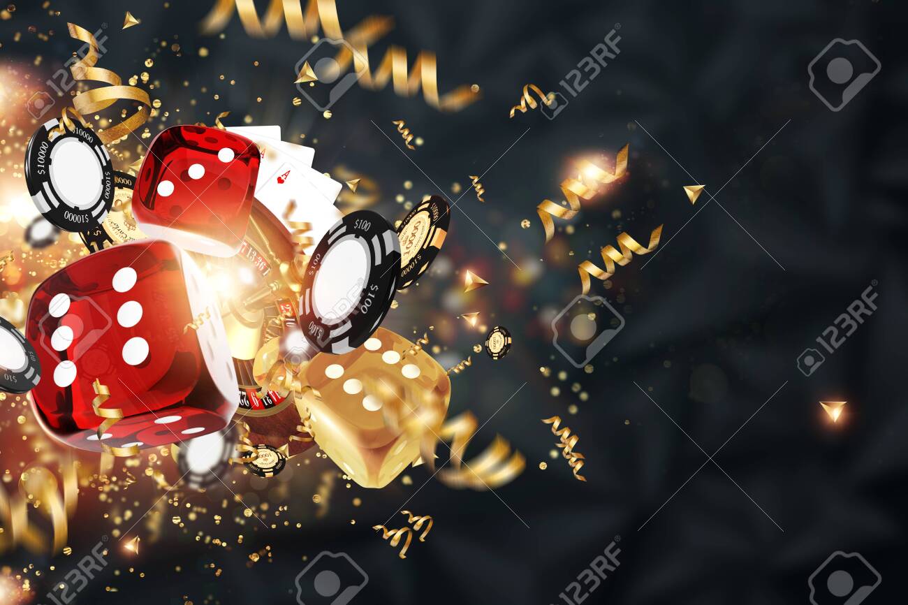 Creative Background, Roulette, Gaming Dice, Cards, Casino Chips On A Dark Background. The Concept Of Gambling, Casino, Winnings, Vegas Games Background. 3D Render, 3D Illustration. Stock Photo, Picture And Royalty Free Image.