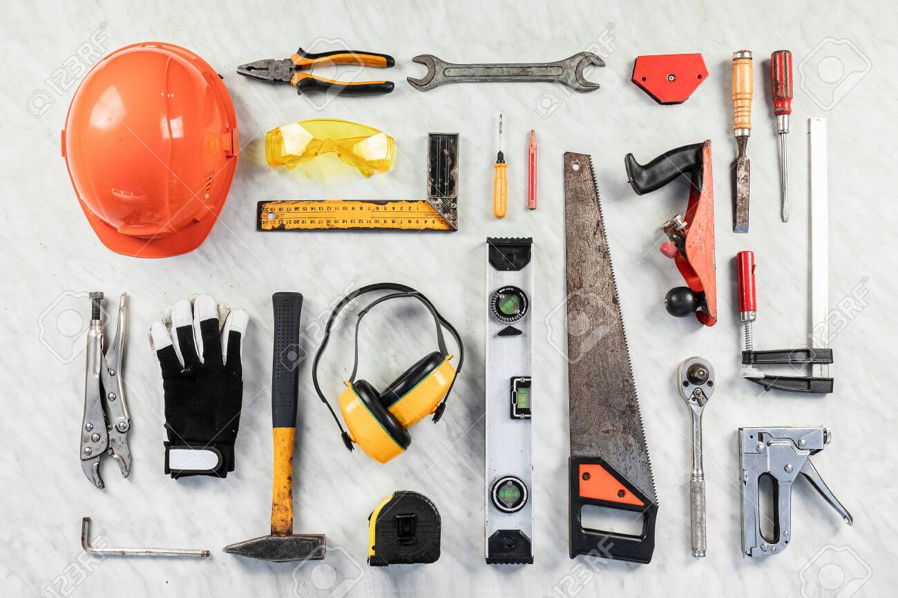 construction tools on a white background. A collection of construction tools. Construction, repair - 131009098 construction tools on a white background. A collection of construction tools. Construction, repair - 131009098