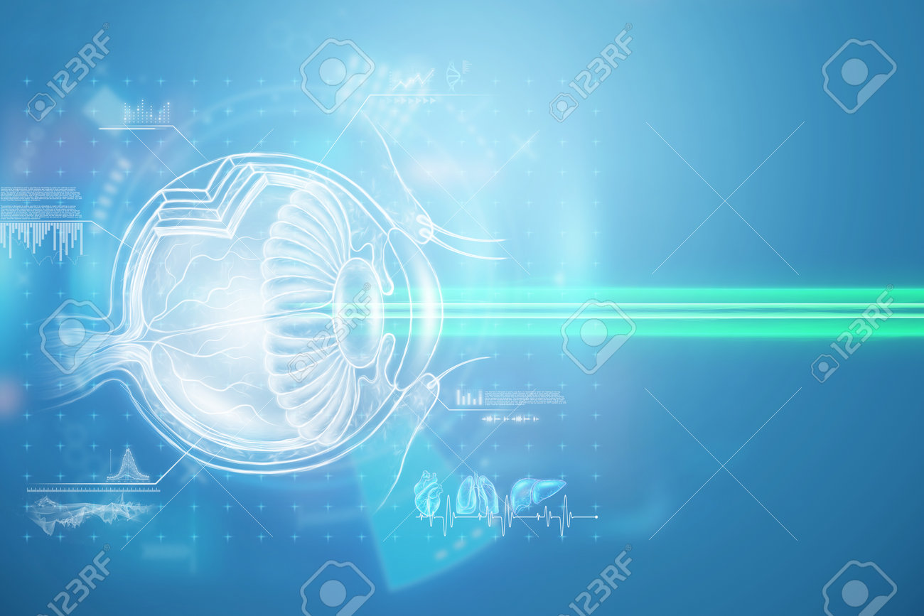 현실적인 인간의 눈 홀로그램과 의료용 레이저 빔 레이저 눈 수술의 개념 캐서랙트 오스테그마티즘 현대 안과 의사 3d 그림 3d 렌더링  로열티 무료 사진, 그림, 이미지 그리고 스톡포토그래피. Image 175651827