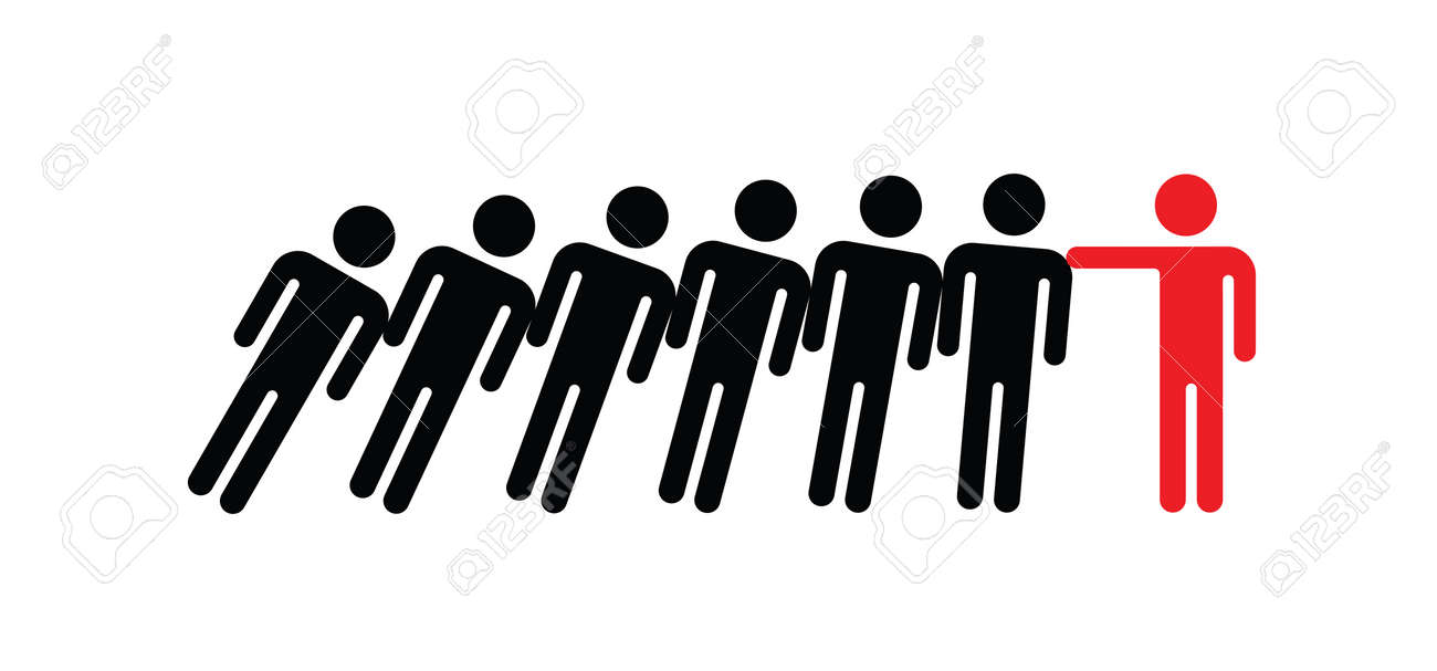Unique Person In The Crowd. Domino Effect. Business Concept. Social  Network. Cartoon Vector Stopping Falling People Stickman. Standing Stick  Figure, Management, Successful Team Leader Or Manager. Клипарты, SVG,  векторы, и Набор Иллюстраций