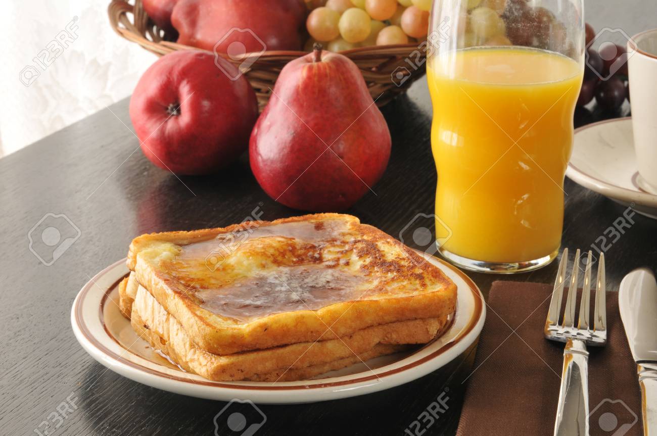 French Toast With A Basket Of Fruit And Orange Juice Stock Photo Picture And Royalty Free Image Image 24903539