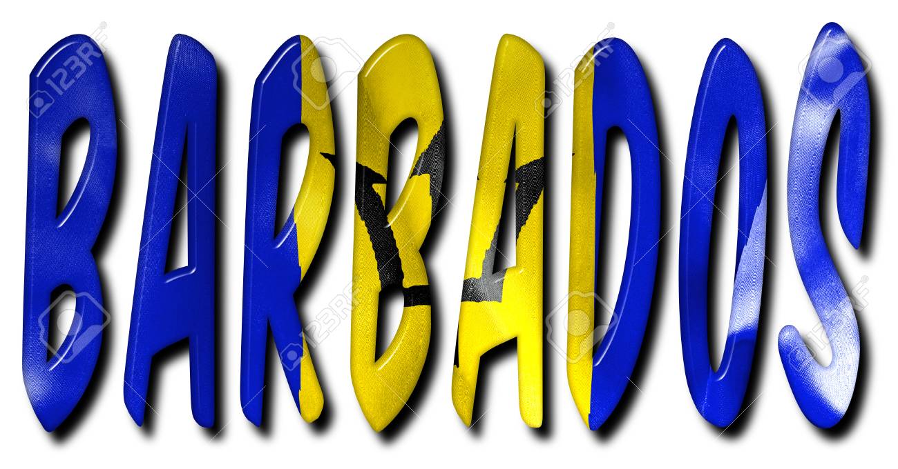 barbados word flag texture on an isolated white background with