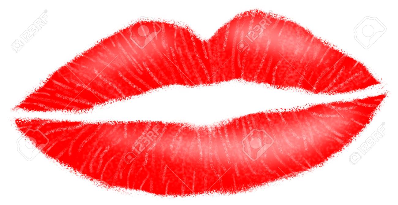 赤い口紅甘美な魅惑的な女性の唇と織り目加工の効果 の写真素材 画像素材 Image
