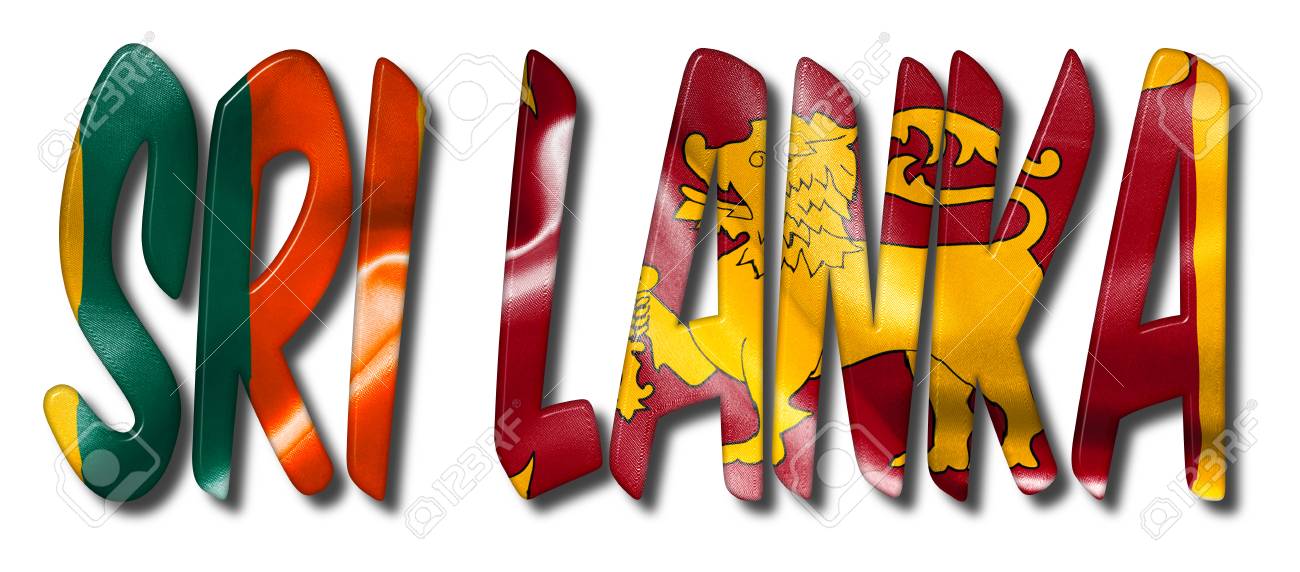 sri lanka word flag texture 3d illustration on an isolated white