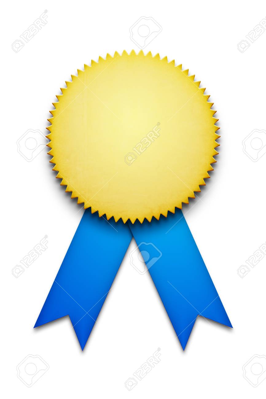 2d illustration of a blank award ribbon badge stock photo picture