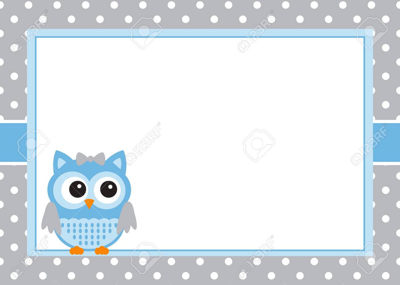vector baby boy owl invitation card template royalty free cliparts baby boy template