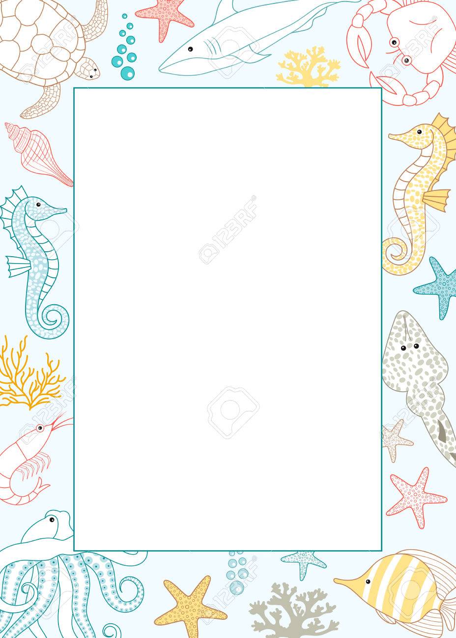 vector colorful under the sea card template royalty free cliparts
