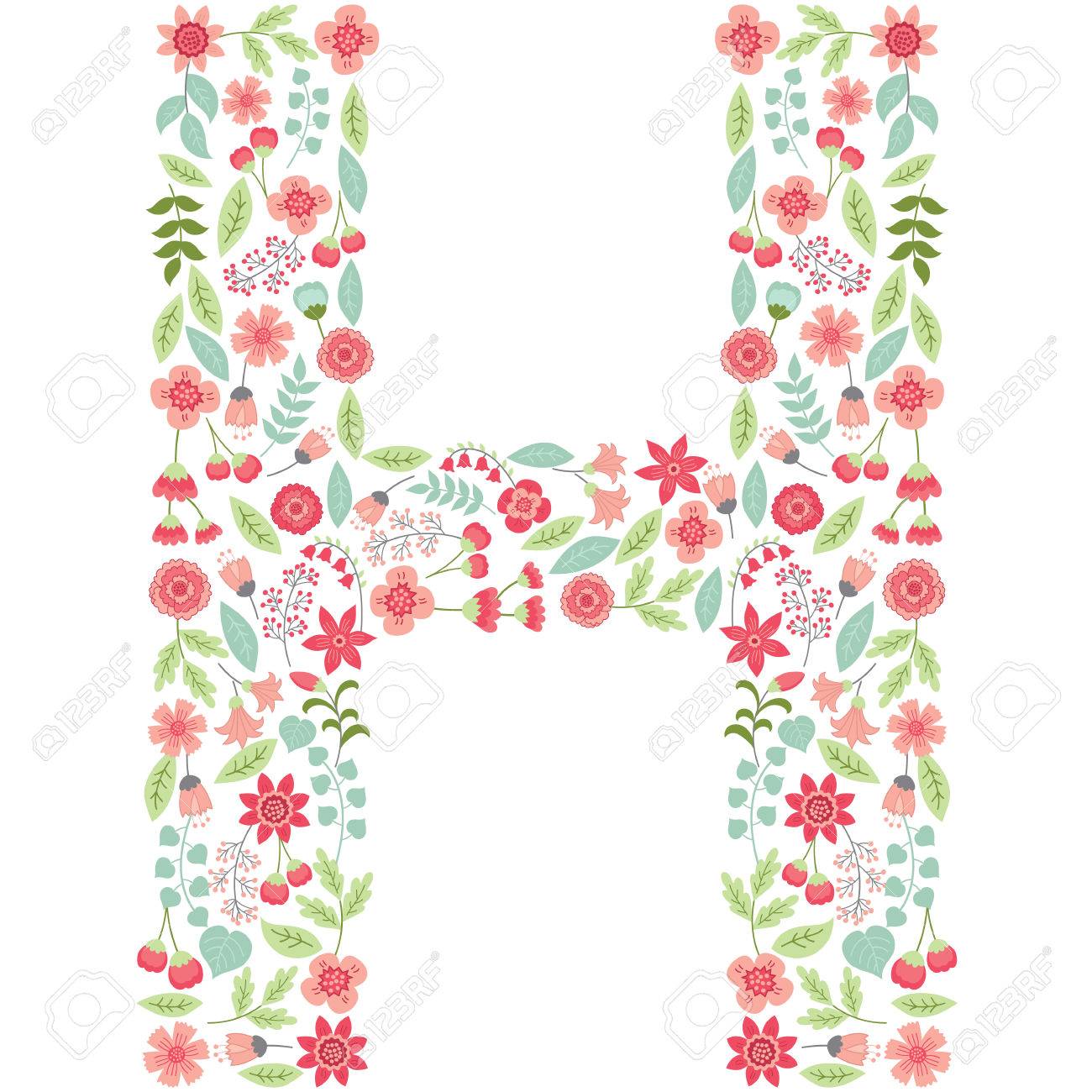 vector floral letter h the capital letter h is made of floral