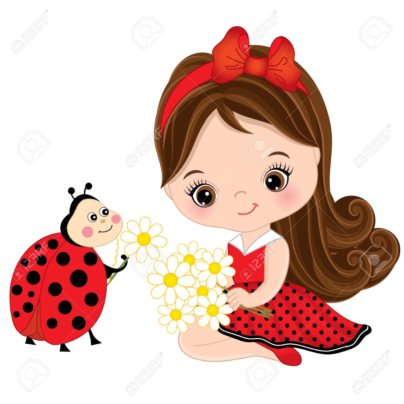 てんとう虫と花のかわいい女の子 水玉ドレスの少女 小さな女の子とてんとう虫のイラスト のイラスト素材 ベクタ Image てんとう虫と花のかわいい女の子 水玉ドレスの少女 小さな女の子とてんとう虫のイラスト のイラスト素材 ベクタ Image