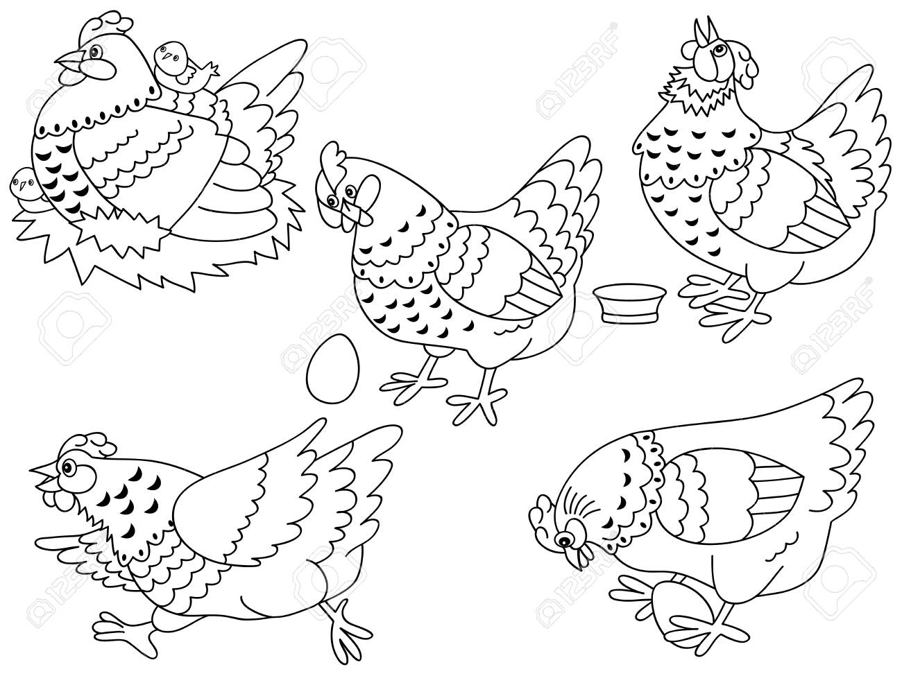 Vektorsatz Nette Schwarzweiss Karikaturhennen Huhner Und Eier Hennen Und Huhner Vektor Illustration Lizenzfrei Nutzbare Vektorgrafiken Clip Arts Illustrationen Image 88131736