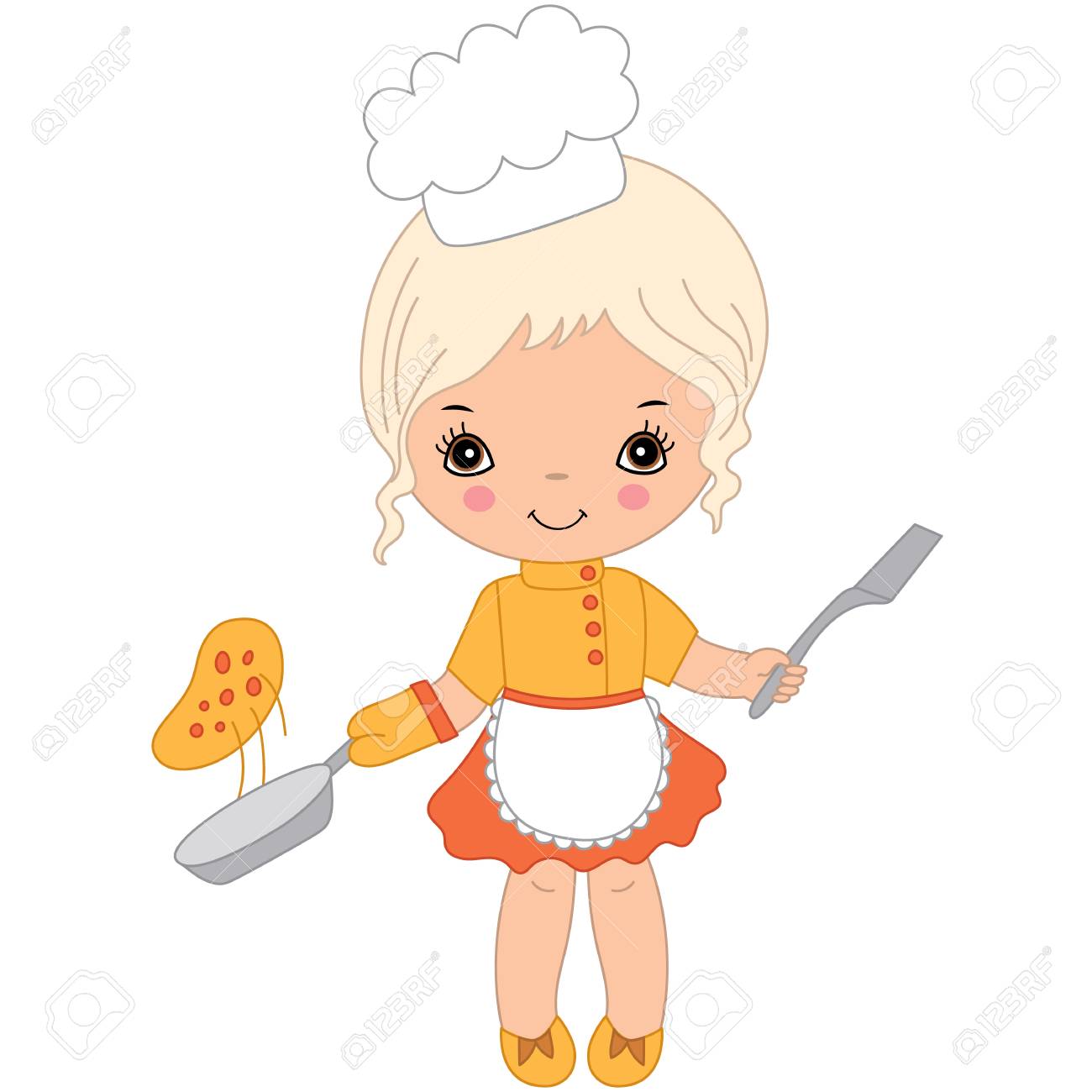Vector Cute Little Girl Cooking Pizza. Little Chef Vector Illustration  Royalty Free SVG, Cliparts, Vectors, and Stock Illustration. Image 88310403., image size:1300x1300