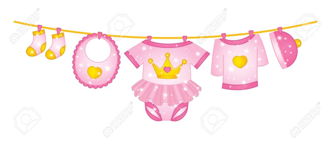 Vecteur Princesse Vetements De Bebe Fille Vecteur De Vetements De Bebe Fille Suspendus Sur La Ligne Clip Art Libres De Droits Vecteurs Et Illustration Image 8523