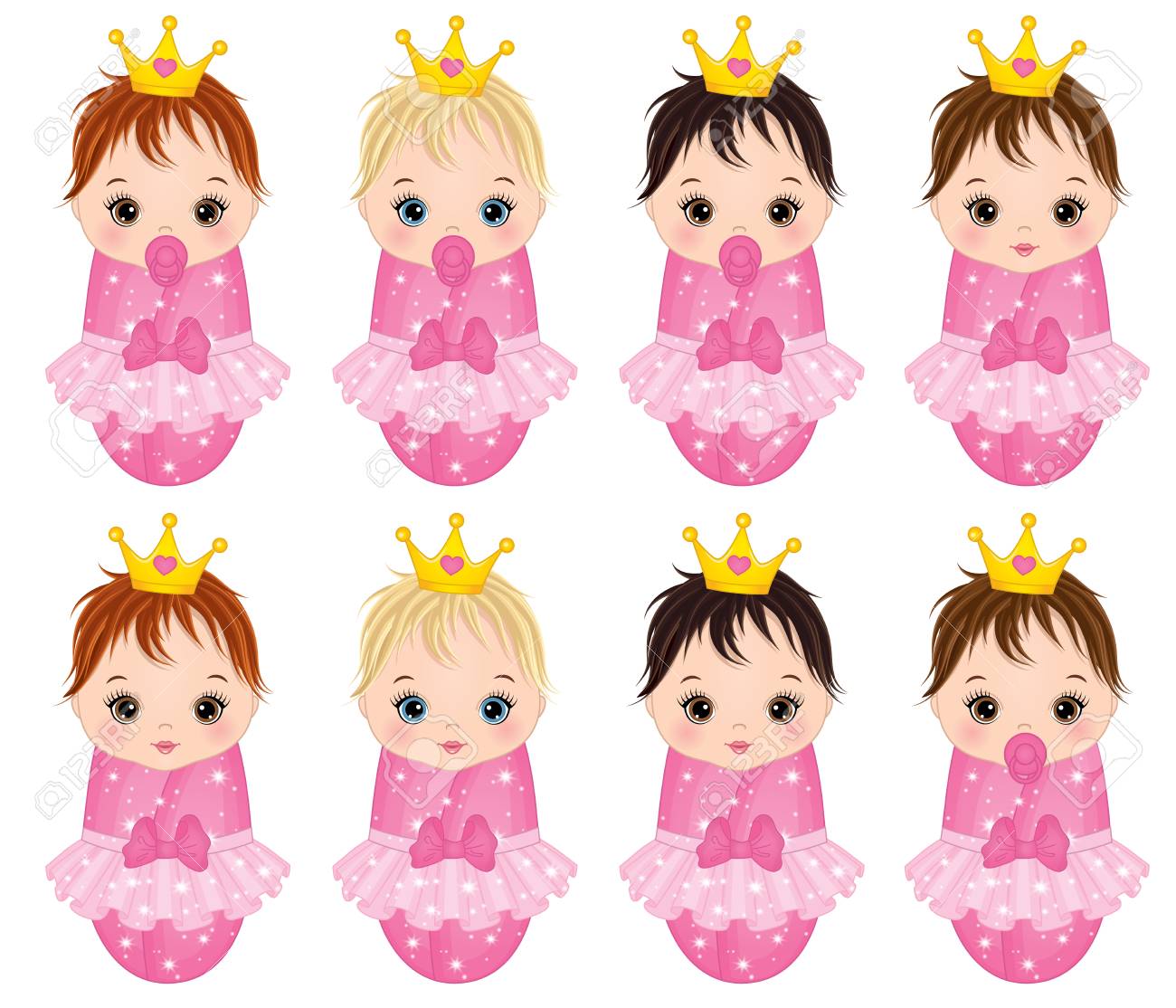 5 Piezasjuego De Adorable Princesa Coreana Bebé Caricatura 5 Piezasjuego De Adorable Princesa Coreana Bebé Caricatura