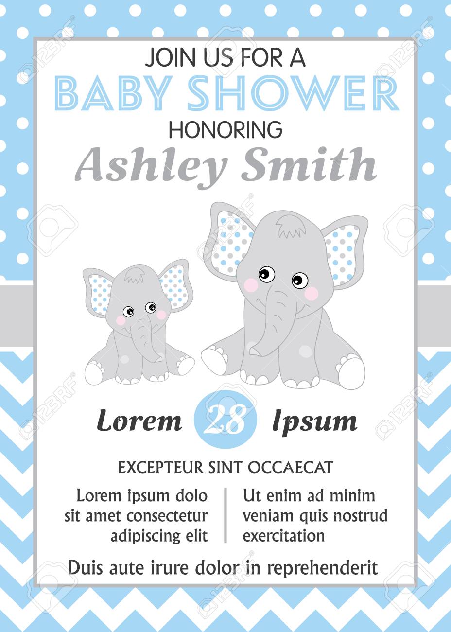 vector card template with cute elephants card template for baby baby elephant template