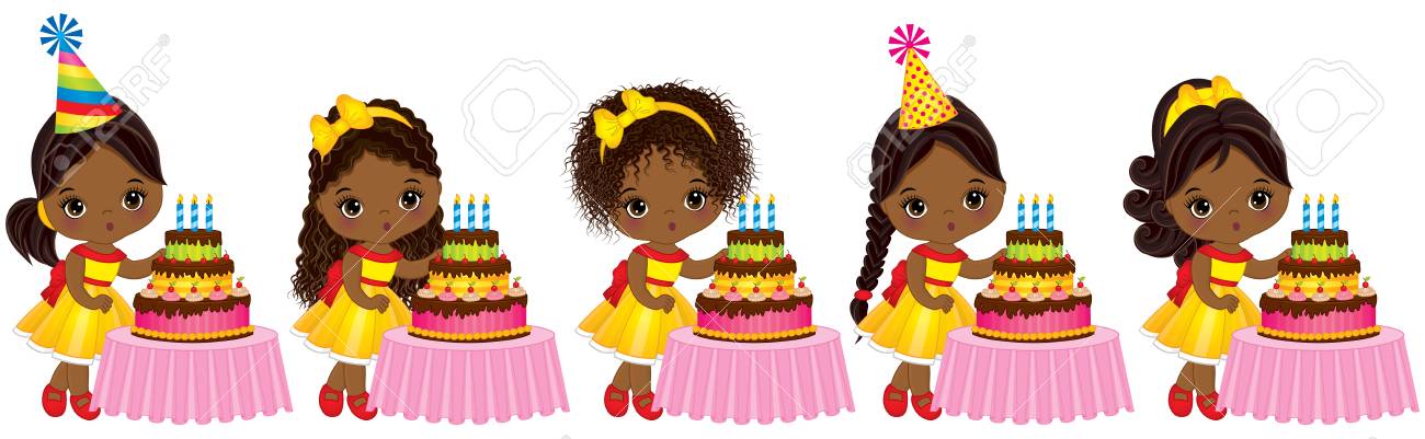 Vector Cute Little African American Girls Blowing Out Candles Royalty Free Cliparts Vectors And Stock Illustration Image