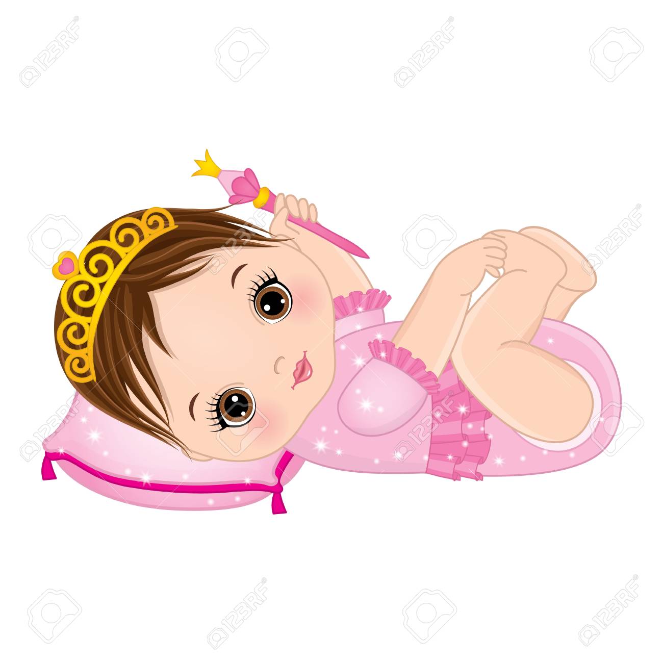 Vector Cute Little Baby Girl Dressed As Princess Vector Little Princess Vector Baby Girl With Magic Wand Baby Girl Vector Illustration Royalty Free Cliparts Vectors And Stock Illustration Image