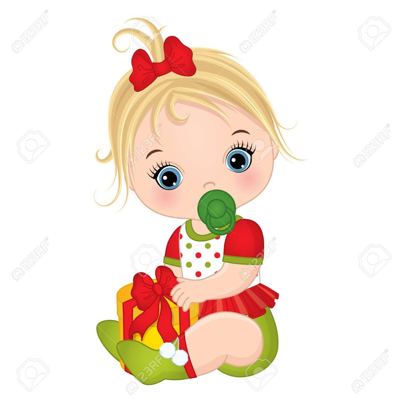 Vecteur Mignonne Petite Fille De Noel Portant Des Vetements De Noel Vecteur De Bebe Fille Vector Girl Fille De Bebe Avec Boite Cadeau Fille Illustration Vectorielle Clip Art Libres De