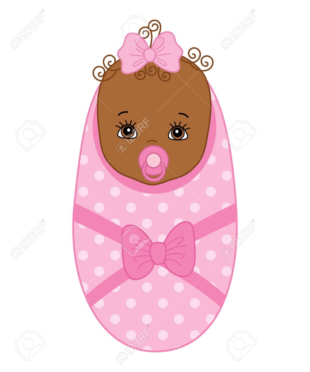 スキンスーザーをベクトルのアフリカ系アメリカ人かわいい女の子 ベクトルの女の子 アフリカ系アメリカ人の赤ちゃんの女の子のベクトル図 のイラスト素材 ベクタ Image