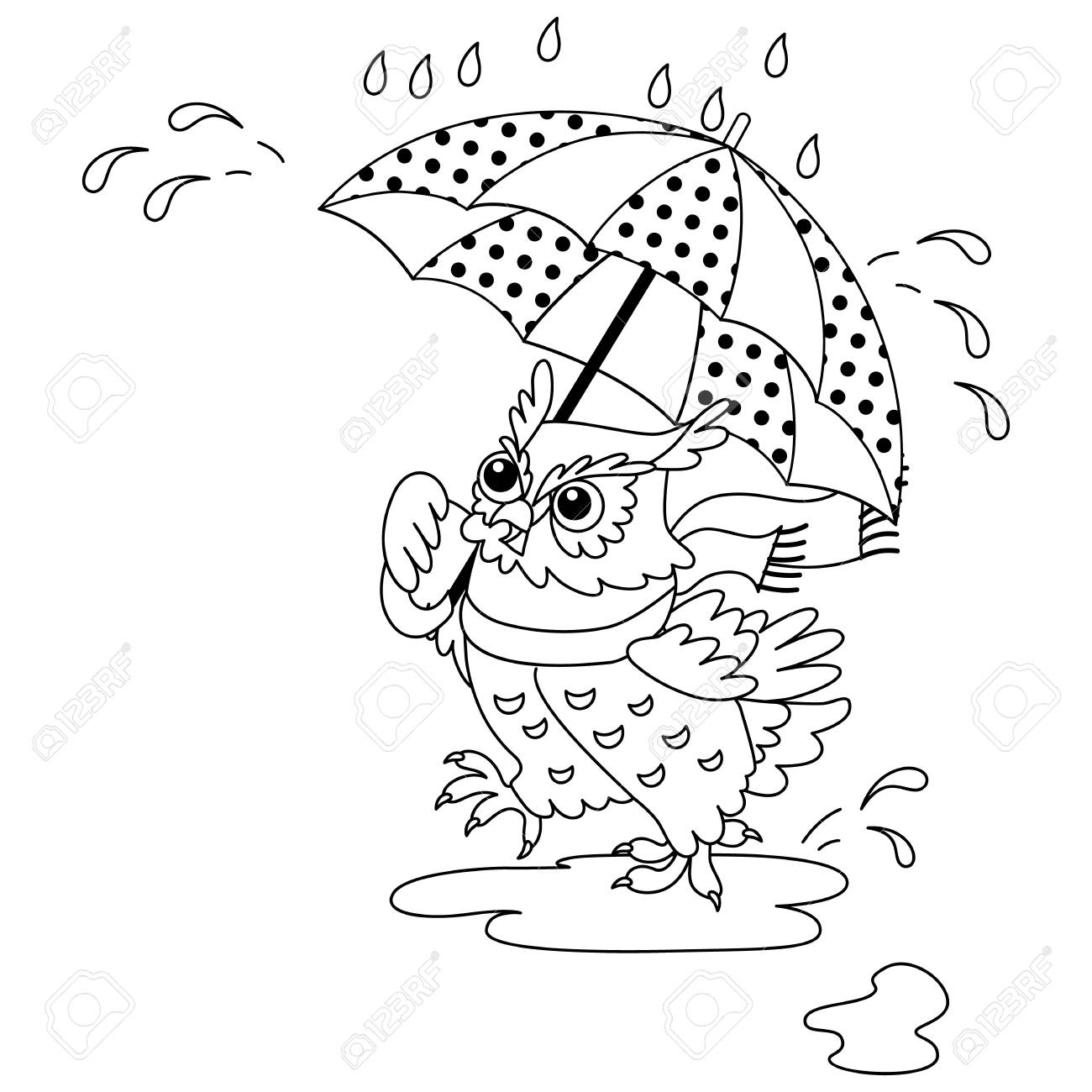 黒と白のベクトルの傘で秋のフクロウ ベクトルのフクロウ フクロウのベクトル図 のイラスト素材 ベクタ Image