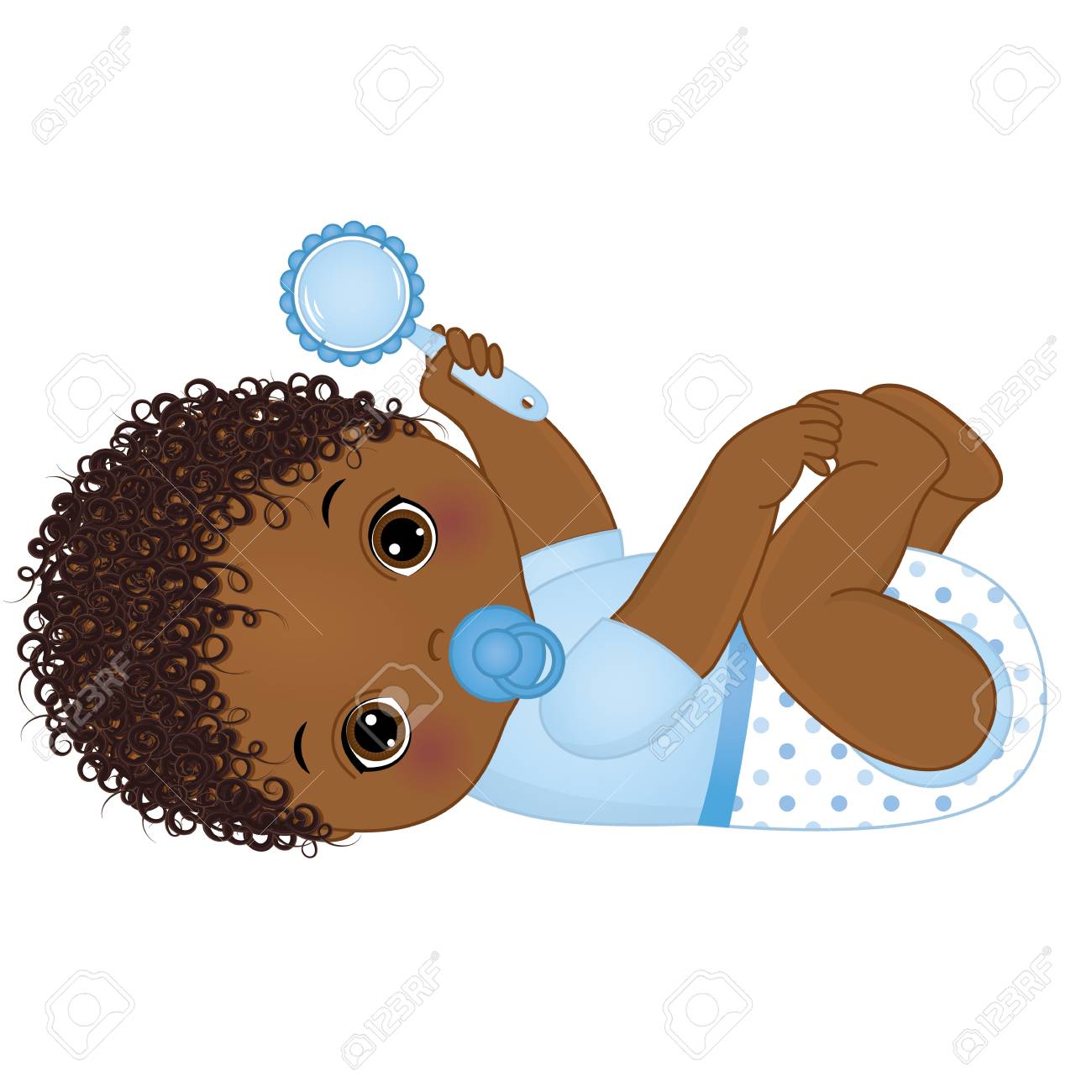 Vector Cute African American Baby Boy With Rattle. Vector Baby Boy With  Dummy. Vector Baby Boy Shower. African American Baby Boy Vector  Illustration Royalty Free SVG, Cliparts, Vectors, and Stock Illustration.  Image, image size:1300x1300
