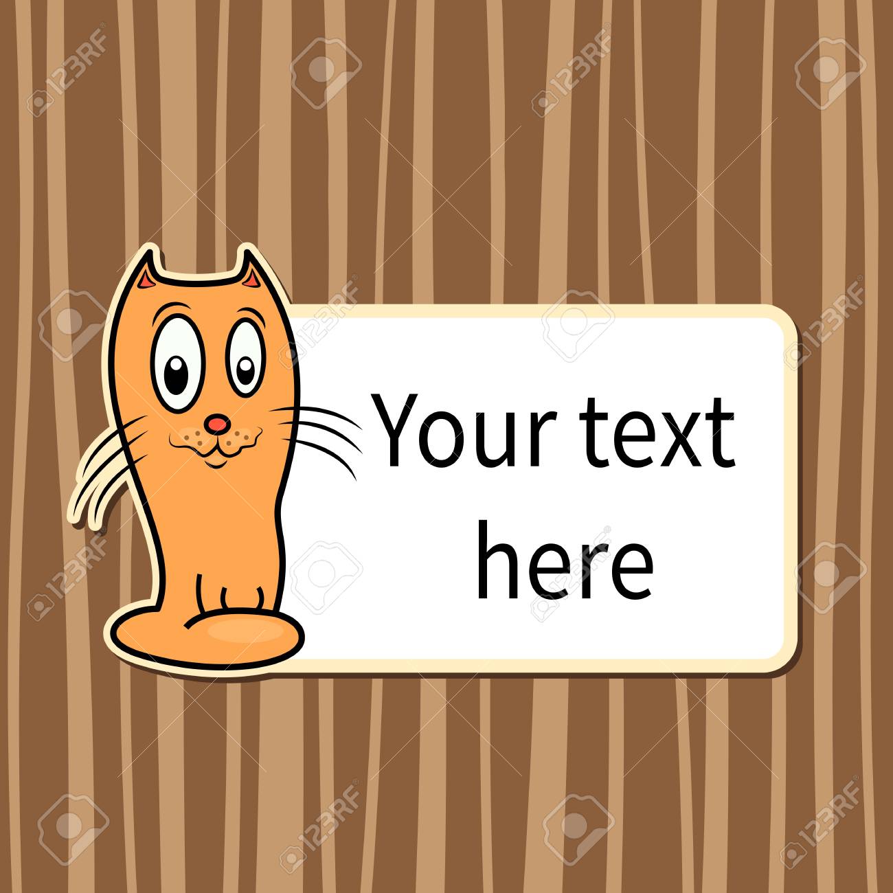 Chat Drole De Bande Dessinee Avec Un Signe Pour Le Texte Clip Art Libres De Droits Vecteurs Et Illustration Image