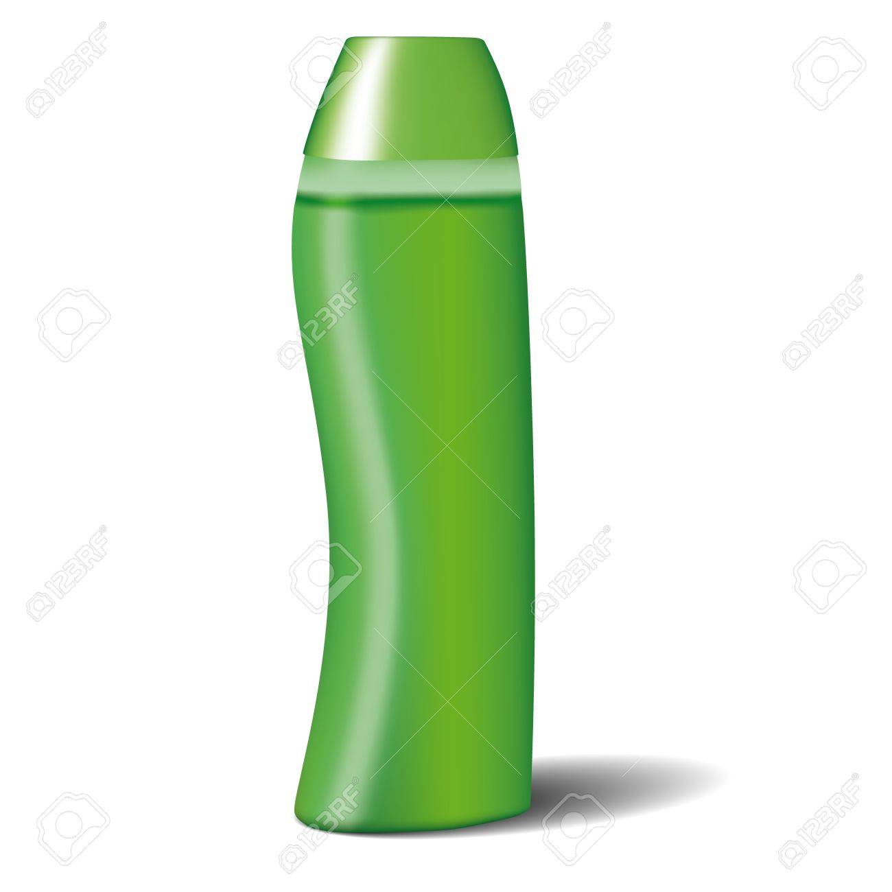 シャンプー白い背景の上の緑色のプラスチック製のボトルのイラスト素材 ベクタ Image