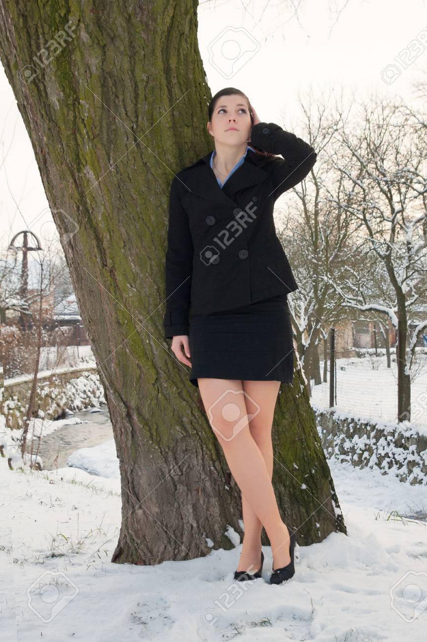 Young Woman In Mini Costume, Standing 