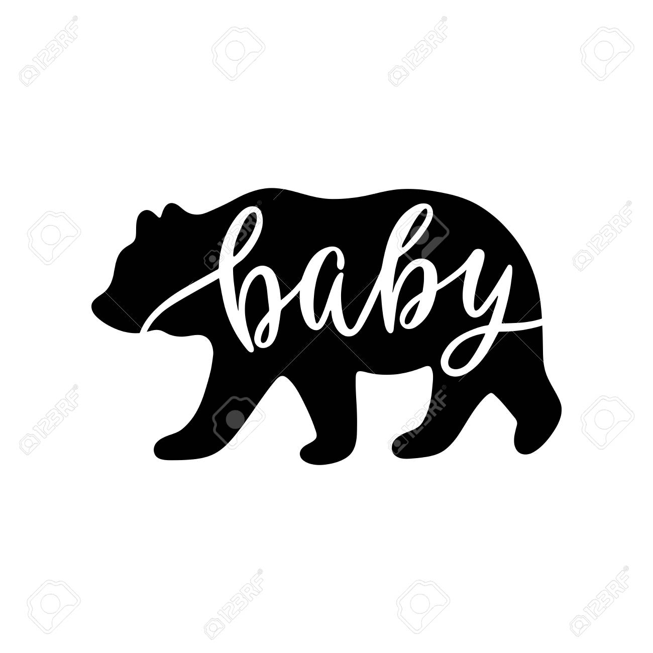 Baby Bear Inspirational Quote With Bear Silhouette Hand Writing Royalty Free Cliparts Vectors And Stock Illustration Image