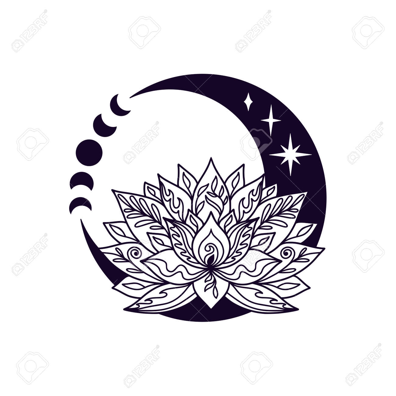 Crescent Moon with Flowers Tattoo Meaning