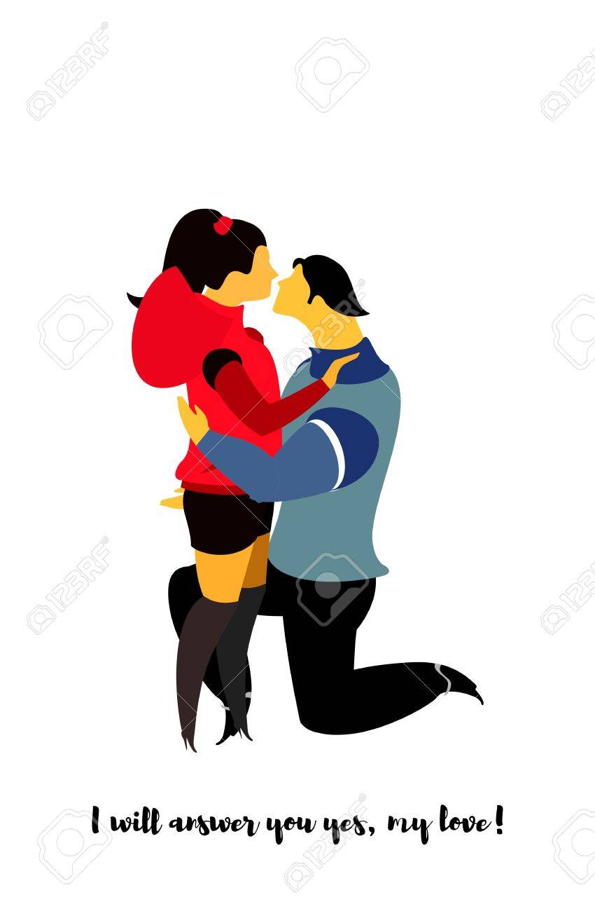 ベクトル イラスト白背景カップルさまざまな状況で恋に それを愛する 白い背景に のイラスト素材 ベクタ Image