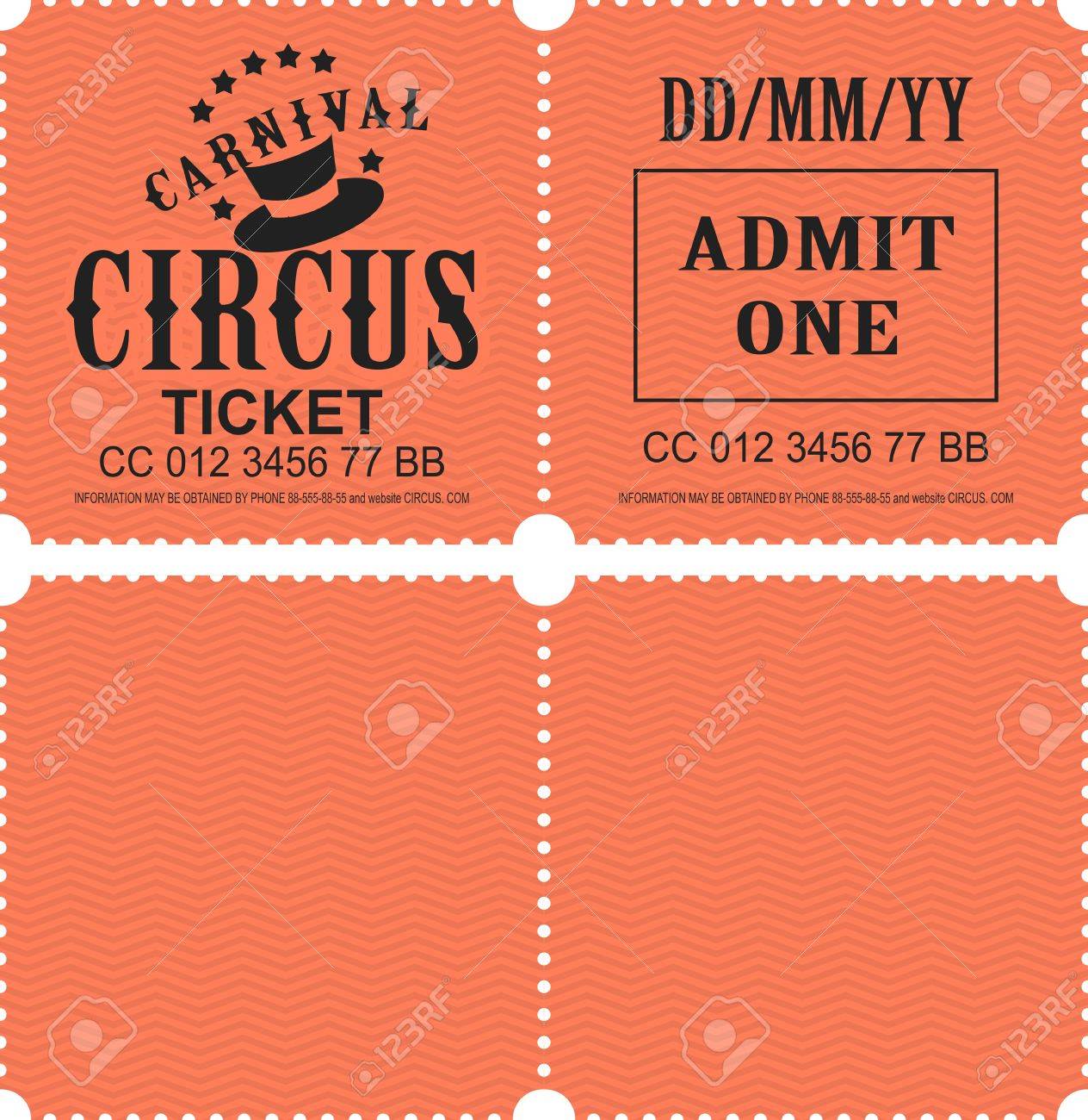 retro tear off coupon ticket for presentation at the circus theater
