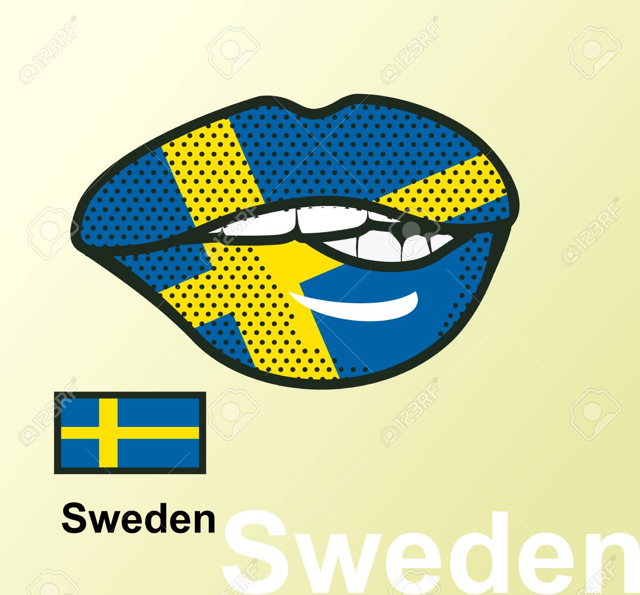 ベクトル分離 スウェーデン国旗を描いた唇外国語国民記号のイラスト のイラスト素材 ベクタ Image