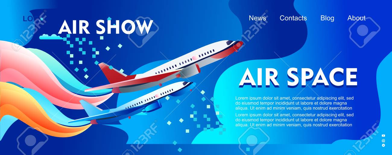 Download Banner Of Airshow In The Abstract Sky A Flying Plane Smoking Royalty Free Cliparts Vectors And Stock Illustration Image 125418388 PSD Mockup Templates